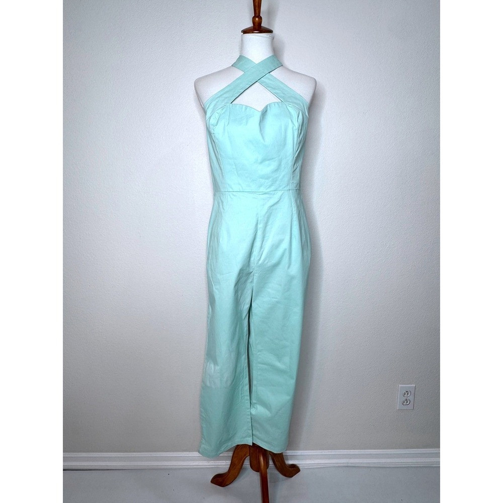 COLLECTIF Penny Plain Jumpsuit Light Green US 12 50s Retro Vintage Look